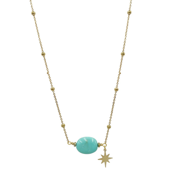 Pendant Natural Stone Titanium Steel Geometric Macaron Color 14K Gold Plated