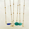 Pendant Natural Stone Titanium Steel Geometric Macaron Color 14K Gold Plated