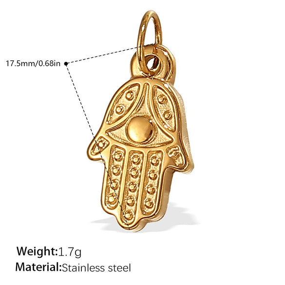 Pendant Necklace Accessories 316L Stainless Steel 18K Gold Plated Palm Eye Eight Eyes Electroplated