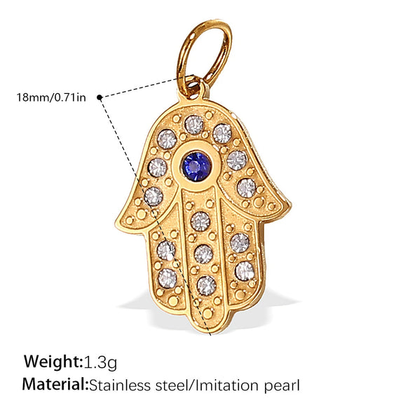 Pendant Necklace Accessories 316L Stainless Steel 18K Gold Plated Palm Eye Eight Eyes Electroplated