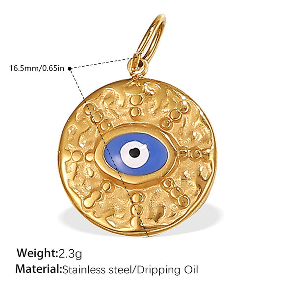 Pendant Necklace Accessories 316L Stainless Steel 18K Gold Plated Palm Eye Eight Eyes Electroplated