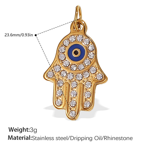 Pendant Necklace Accessories 316L Stainless Steel 18K Gold Plated Palm Eye Eight Eyes Electroplated