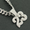 Pendant Necklace Alloy Cuban Chain Men's Hiphop Style With Diamond And Letters Numbers Text Design