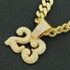 Pendant Necklace Alloy Cuban Chain Men's Hiphop Style With Diamond And Letters Numbers Text Design