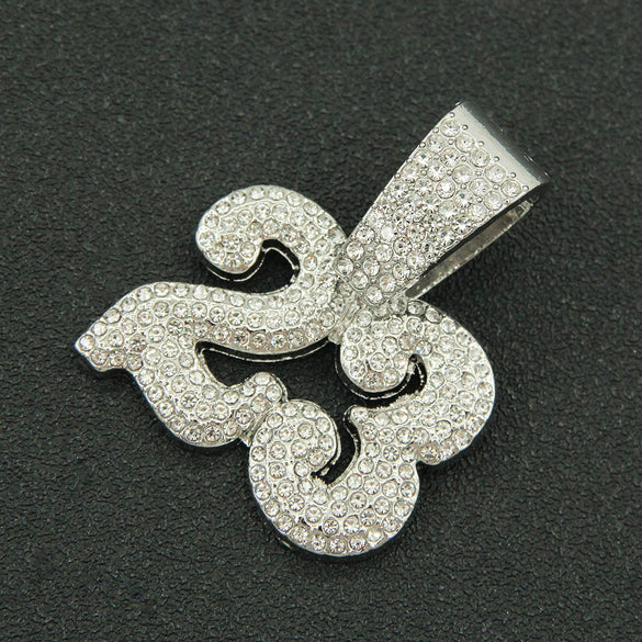 Pendant Necklace Alloy Cuban Chain Men's Hiphop Style With Diamond And Letters Numbers Text Design