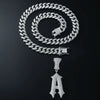 Pendant Necklace Alloy Diamond Hiphop Style Letter Pendant Jewelry For Men Cuban Chain