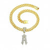 Pendant Necklace Alloy Diamond Hiphop Style Letter Pendant Jewelry For Men Cuban Chain