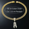 Pendant Necklace Alloy Diamond Hiphop Style Letter Pendant Jewelry For Men Cuban Chain