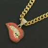 Pendant Necklace Alloy Geometric Diamond Pink Lip Diamond Tooth Cuban Chain For Men