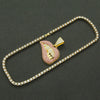 Pendant Necklace Alloy Geometric Diamond Pink Lip Diamond Tooth Cuban Chain For Men
