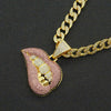 Pendant Necklace Alloy Geometric Diamond Pink Lip Diamond Tooth Cuban Chain For Men