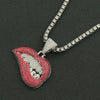 Pendant Necklace Alloy Geometric Diamond Pink Lip Diamond Tooth Cuban Chain For Men