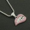 Pendant Necklace Alloy Geometric Diamond Pink Lip Diamond Tooth Cuban Chain For Men