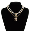 Pendant Necklace Alloy Imitation Pearl Bow Shape Electroplating For Women