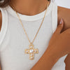 Pendant Necklace Alloy Imitation Pearl Geometric Electroplating For Women