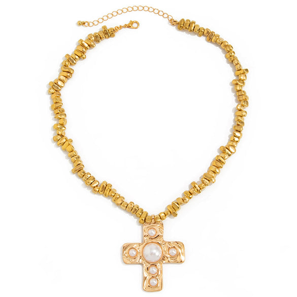 Pendant Necklace Alloy Imitation Pearl Geometric Electroplating For Women