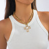 Pendant Necklace Alloy Imitation Pearl Geometric Electroplating For Women