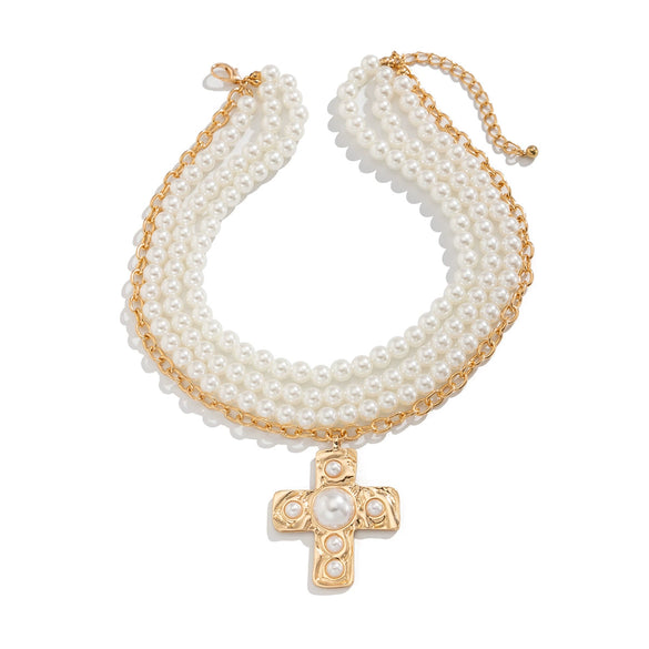Pendant Necklace Alloy Imitation Pearls Geometric Electroplating For Women