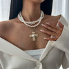 Pendant Necklace Alloy Imitation Pearls Geometric Electroplating For Women