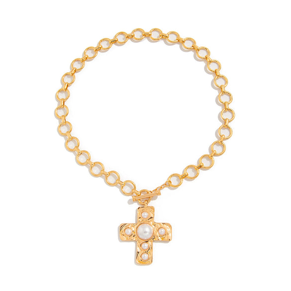 Pendant Necklace Alloy Imitation Pearls Geometric Electroplating For Women