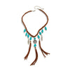 Pendant Necklace Alloy Imitation Turquoise Geometric Electroplating Braided Tassel Velvet Women's Horse Whip Chain