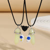 Pendant Necklace Alloy Luminous Hexagon Astronaut Love Magnetic Buckle Leather Rope Cartoon Characters Electroplating Couple's Good Friend Style