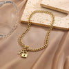 Pendant Necklace Alloy Ochain Heart Geometric Simple Punk Electroplating Lock Key Style For Women