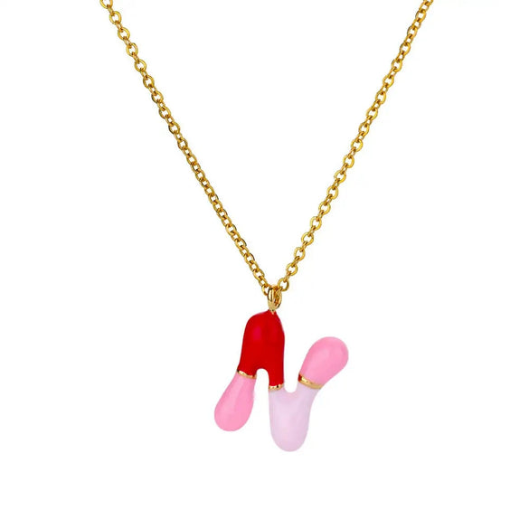 Pendant Necklace Alloy Stainless Steel Letter Dripping Oil Design