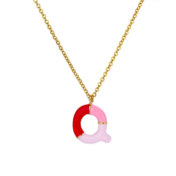 Pendant Necklace Alloy Stainless Steel Letter Dripping Oil Design
