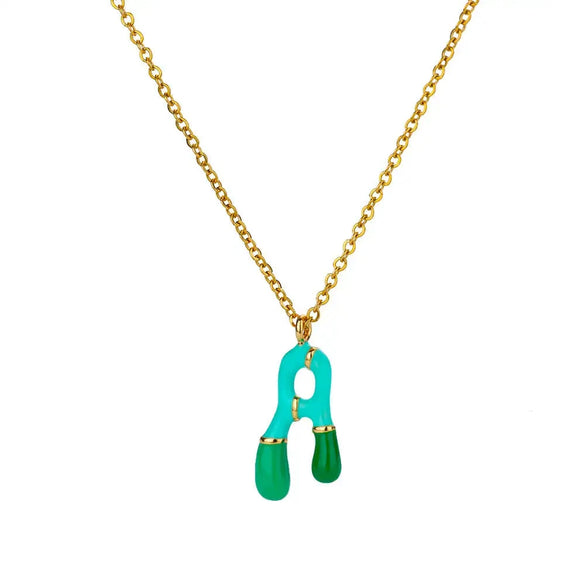 Pendant Necklace Alloy Stainless Steel Letter Dripping Oil Design