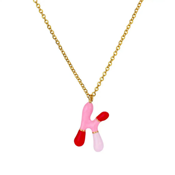 Pendant Necklace Alloy Stainless Steel Letter Dripping Oil Design