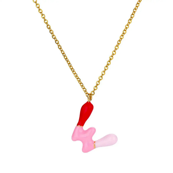 Pendant Necklace Alloy Stainless Steel Letter Dripping Oil Design