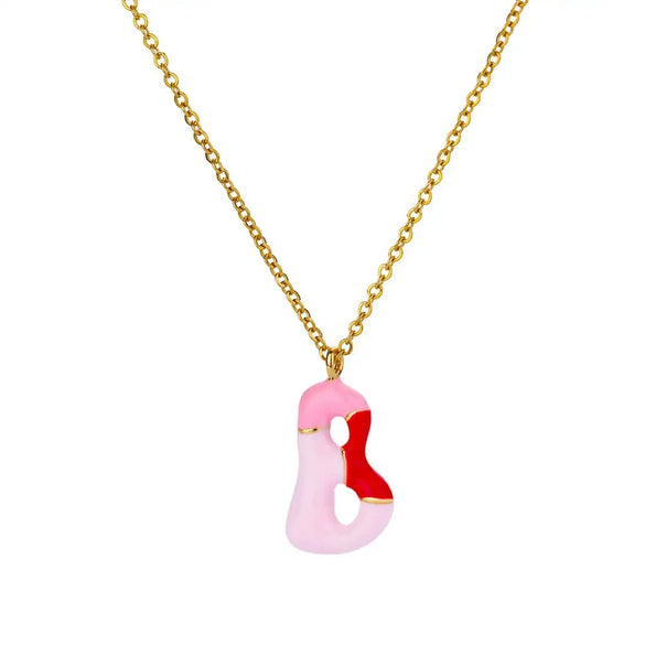 Pendant Necklace Alloy Stainless Steel Letter Dripping Oil Design