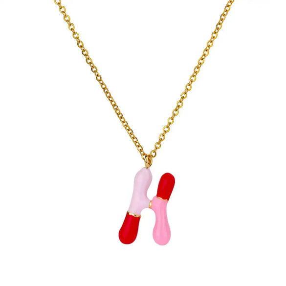 Pendant Necklace Alloy Stainless Steel Letter Dripping Oil Design