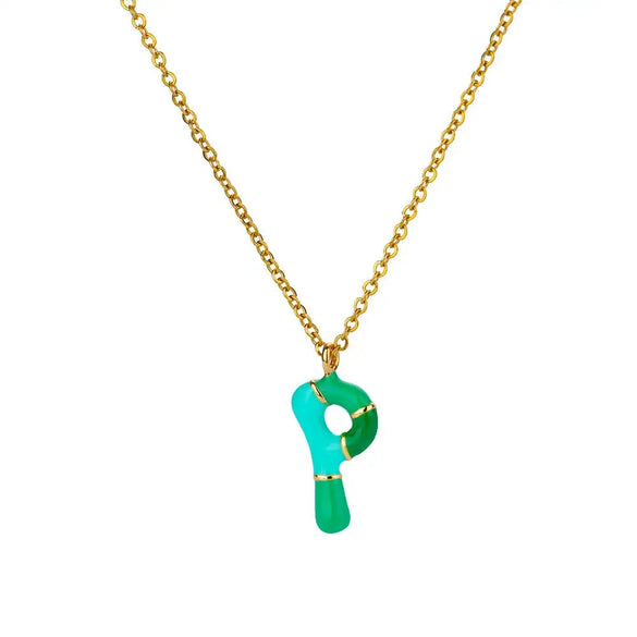 Pendant Necklace Alloy Stainless Steel Letter Dripping Oil Design