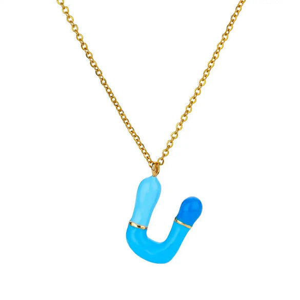 Pendant Necklace Alloy Stainless Steel Letter Dripping Oil Design