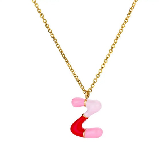 Pendant Necklace Alloy Stainless Steel Letter Dripping Oil Design