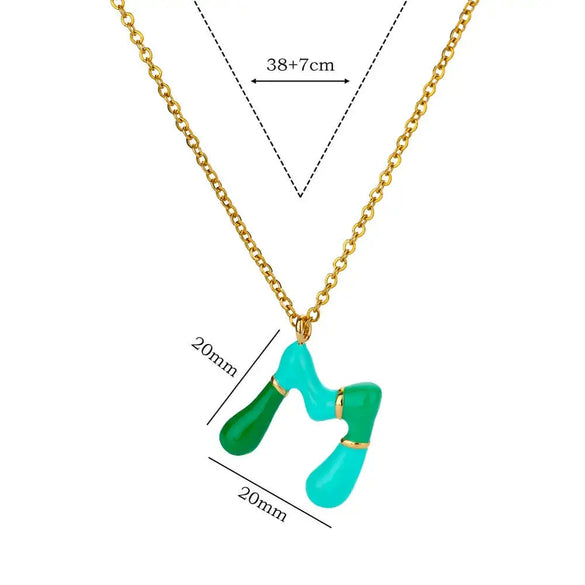 Pendant Necklace Alloy Stainless Steel Letter Dripping Oil Design