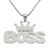 Pendant Necklace Alloy With Diamond And Letter Pattern Hiphop Style
