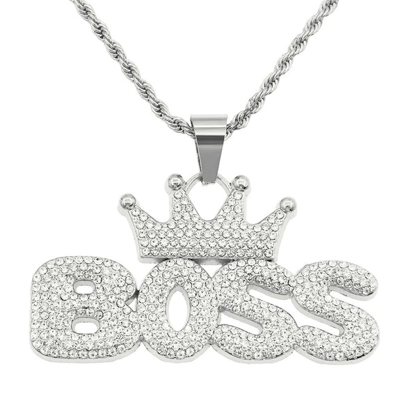Pendant Necklace Alloy With Diamond And Letter Pattern Hiphop Style
