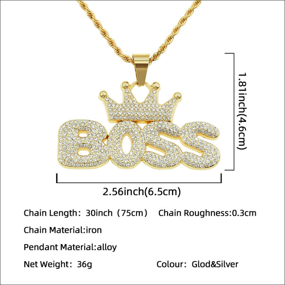 Pendant Necklace Alloy With Diamond And Letter Pattern Hiphop Style