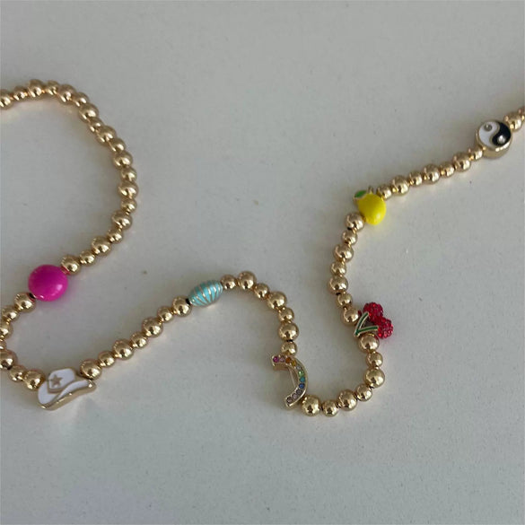 Pendant Necklace And Bracelet Copper Heart Shape Geometric Style Electroplating Mixed Gemstone Inlay