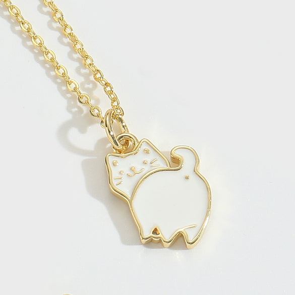 Pendant Necklace Animal Design Copper Electroplating Geometric Pattern Mixed Gemstone Setting O Word Chain For Women