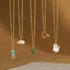 Pendant Necklace Animal Design Copper Electroplating Geometric Pattern Mixed Gemstone Setting O Word Chain For Women
