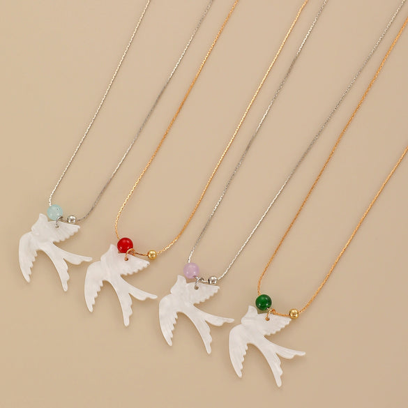 Pendant Necklace Bird Swallow Animal Pattern Copper Electroplating Women's