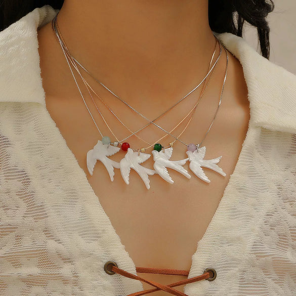 Pendant Necklace Bird Swallow Animal Pattern Copper Electroplating Women's