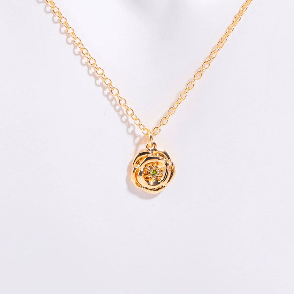 Pendant Necklace Birth Flower Geometric Stainless Steel Titanium Steel 18K Goldplated Electroplating O Chain Light Luxury Style Unisex