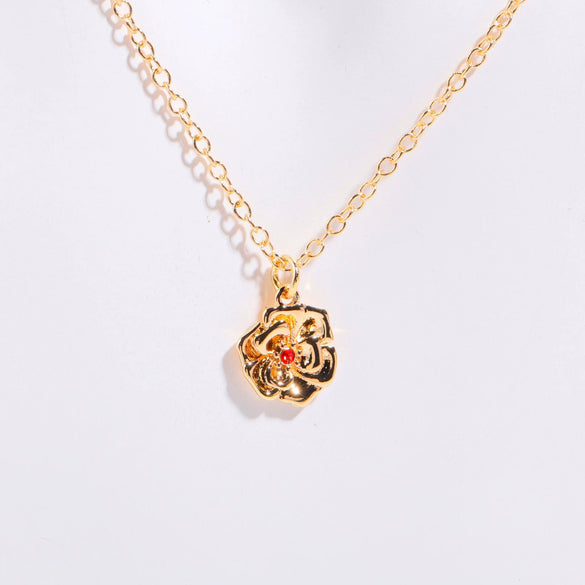 Pendant Necklace Birth Flower Geometric Stainless Steel Titanium Steel 18K Goldplated Electroplating O Chain Light Luxury Style Unisex