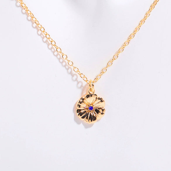 Pendant Necklace Birth Flower Geometric Stainless Steel Titanium Steel 18K Goldplated Electroplating O Chain Light Luxury Style Unisex