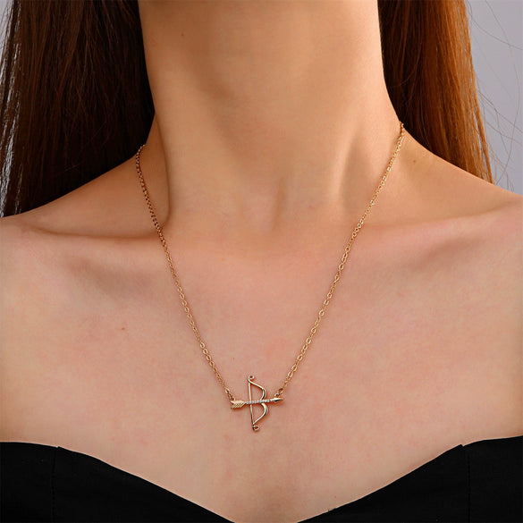 Pendant Necklace Bow And Arrow Clavicle Chain Copper Alloy Zircon Geometric Electroplating